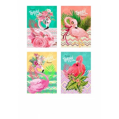 БЛОКНОТ А6 40л. на гребне ФЛАМИНГО И ЦВЕТЫ Б40-5888 ассорти, цвет.мелов.обл,офсет, клетка