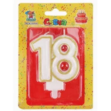 Свеча для торта. Значимые даты. Цифра 18 золотая С-2489