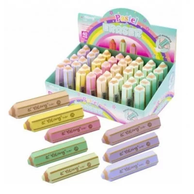 Ластик Yalong "Карандашики", синтетический каучук, фигурный, цвет ассорти, 66х18 мм,