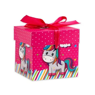 Коробка складная Милый единорог 15х15х15 см, с лентой ПП-5376 466-5-307-35376-9