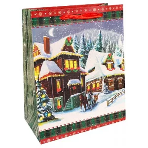 Dream cards Пакет подарочный с мат. лам. и глиттером 26x32x10см (L) Сказочный двор, 210г ПКП-3779