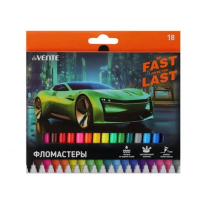 Фломастеры 18цв "Fast Or Last" смываемые вент колп карт упак  DEVENTE 5082532 232419