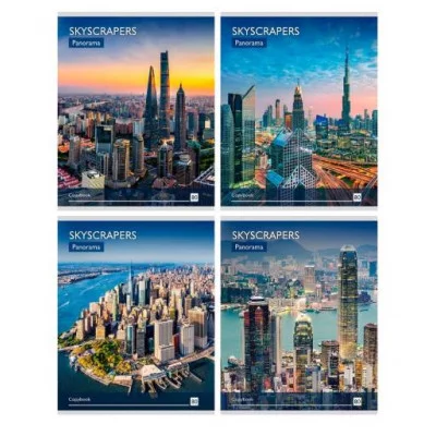 Тетрадь КЛЕТКА 80л. НЕВЕРОЯТНЫЕ НЕБОСКРЕБЫ (80-9416) цвет.мелов.обл. 80-9416