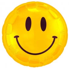 Шар (18\'\'/46 см) Круг, Смайл, Желтый, 1 шт. 229086
