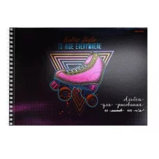 Альбом для рисования А4 40л. РЕТРО РОЛИКИ (40-4933) гребень,микр. на отрыв,тв-лак,хол.ф 40