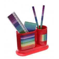 Набор настольный детский Радуга (подставка+2 карандаша+линейка+точилка+ластик+блок 8лист) 5465254