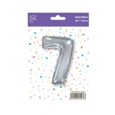 Шар (40\'\'/102 см) Цифра, 7, Серебро, 1 шт. в уп. B901767P
