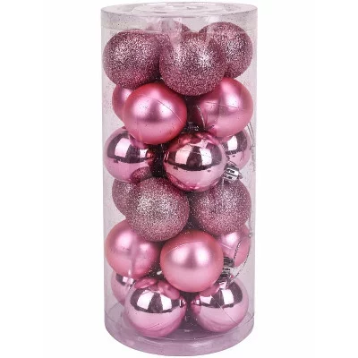 Набор ёлочных шаров 24 шт Новогоднее настроение, 4 см, розовый НУ-5620