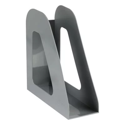 Лоток для бумаг вертикальный СТАММ "Фаворит", серый, ширина 90мм 351555