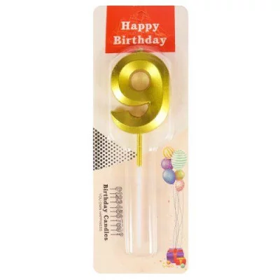 Свеча для торта Золотой стиль Цифра 9 С-2972 461-0-144-82972-4