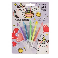 Свечи для торта с цветным пламенем MESHU "Bright flame", ассорти, 5,5см, 5шт 364822