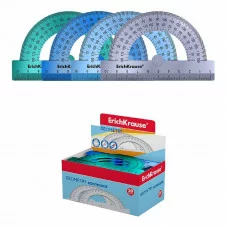 Транспортир пластиковый ErichKrause Ice Metallic 180°/10см ассорти, 1шт 57911