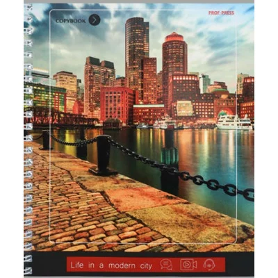 Тетрадь КЛЕТКА А5 80л. МЕГАПОЛИСЫ У ВОДЫ (80-9118) гребень. цвет.мелов.обложка. двойная обложка ТК8424