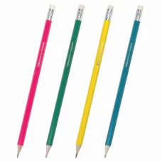 Карандаш чернографитный BRAUBERG, 1 шт., "Fluor", НВ, с резинкой, корпус неоновый ассорти, заточенный, 180613