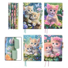 Блокнот детский: "КОТЯТА"; 2 резинки для ручки; цветная обложка с рисунком /ассорти/, внешняя сторон МС-7382