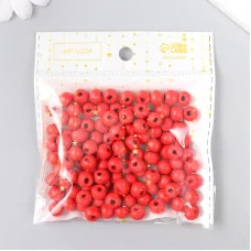 Бусины для творчества дерево "Атомный красный" d-0,8 см, набор 20 гр   9463329