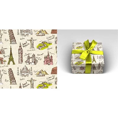 Optima Упаковочная бумага Время путешествовать (1 лист в рулоне, 70 х 100 см) УБ-3644