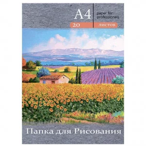 Папка для рисования А4 20л ЦВЕТОЧНЫЕ ПОЛЯ цветная обл вн блок 120г/м2 20-3222