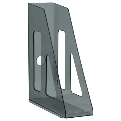 Лоток для бумаг вертикальный СТАММ "Актив", тонированный черный, ширина 70мм 351498