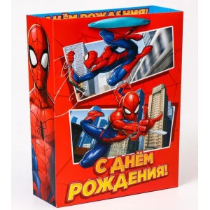 Пакет подарочный "С днем рождения!", Человек-паук, 31х40х11,5 см 7153503