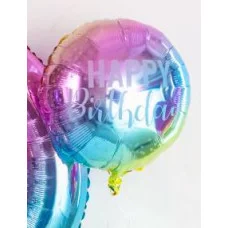 Шар (18\'\'/46 см) Круг, С Днем Рождения! (искорки звезд), Нежная радуга, Градиент, 1 шт. 401614