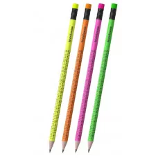 Чернографитный карандаш ErichKrause 2x2 Neon, круглый, с ластиком, HB  65383