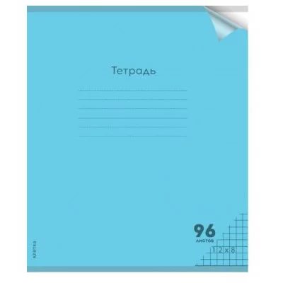 Тетрадь КЛЕТКА 96л. цвет.пласт.обл. plastic cover ПАСТЕЛЬ BLUE (96-1306) 1 дизайн 96-1306