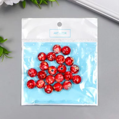 Набор бусин для творчества пластик "Мраморные. Терракот" d=1,2 см набор 20 гр 7490035