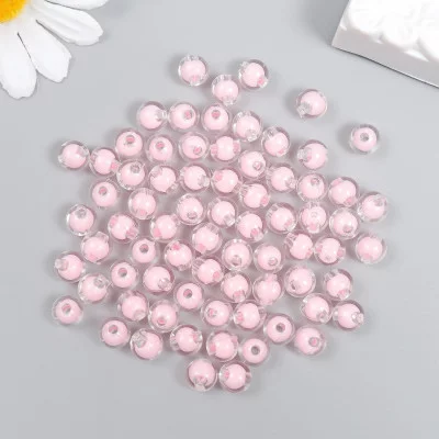 Бусины пластик "Светло-розовые" глянец 20 гр  d=0,8 см   7674696