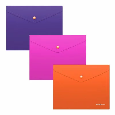 Папка-конверт на кнопке пластиковая ErichKrause Soft Caribbean Sunset, A5+, непрозрачный, ассорти 54880