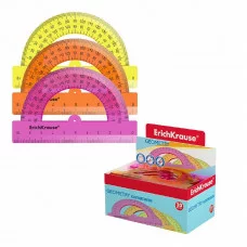 Транспортир пластиковый ErichKrause Neon 180°/10см ассорти, 1шт 53017