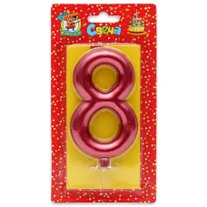 Свеча для торта Красный металлик (большая) Цифра 8 С-1860 466-5-305-41860-6