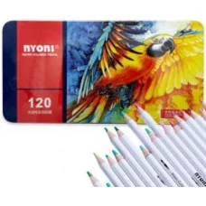 Карандаши 120 цв. Nyoni AN-47 Профессиональные акварельные, деревянные, заточенные, в металлической пенале, кисть в комплекте, N2900 331948
