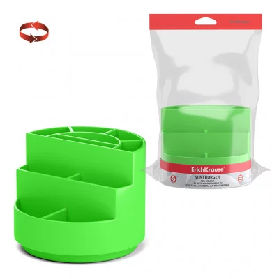 Подставка настольная вращающаяся пластиковая ErichKrause Mini Burger Neon Solid зеленая 55769