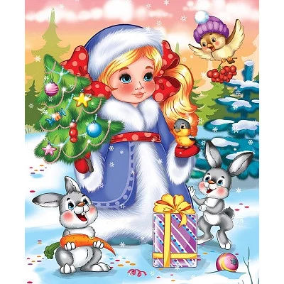МОЗАИКА ИЗ ПАЙЕТОК. Формат А4. Снежная девочка и звери(Арт. М-1817) М-1817