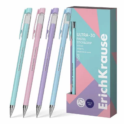 Ручка шариковая ErichKrause ULTRA-30 Stick&Grip Pastel 0.7, Super Glide Technology, цвет чернил синий  61037