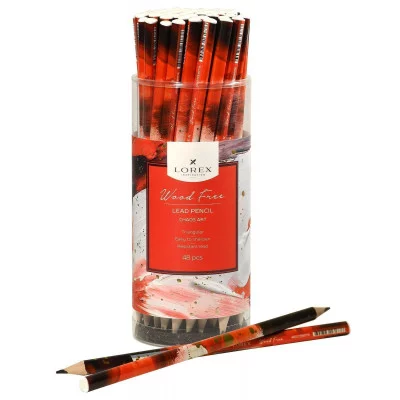 Карандаш чернографит. пластик LOREX WOOD FREE CHAOS ART НВ заточенный трехгранный тубус принт на корпусе 239345