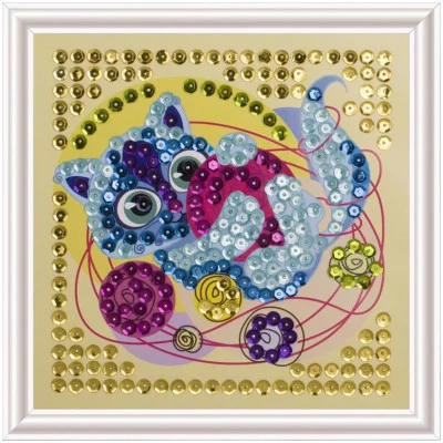 Картина из пайеток Котенок с клубком 291283