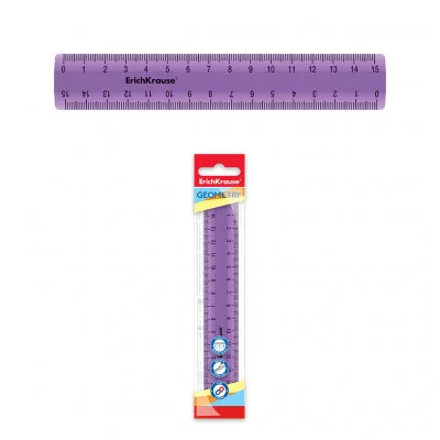 Линейка пластиковая ErichKrause® Standard, 15см, сиреневый, во флоупаке 52978