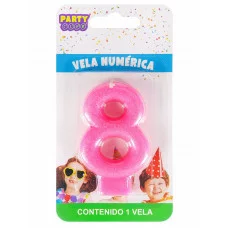 Свеча для торта Ярко розовая. Цифра 8 С-3015