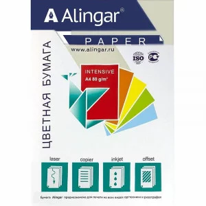 Бумага цветная для офиса А4, 50л., Интенсив "Зелёный ", Alingar, 70г/м2, пленка т/у AL12854