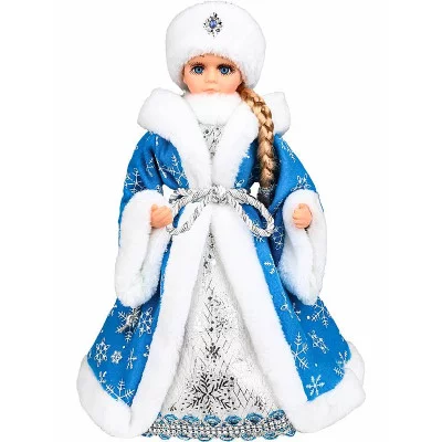 Сувенир музыкальный Внучка деда мороза в голубой шубе с мелодией 40 см Т-6821