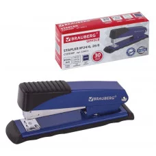 Степлер №24/6, 26/6 металлический BRAUBERG "Office", до 30 листов, синий, 228612