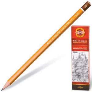 Карандаш чернографитный KOH-I-NOOR 1500, 1шт., 3B, корпус желтый, заточенный 180476