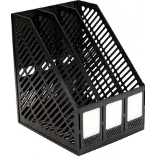 Подставка для бумаг трехсекционная сборная пластиковая ErichKrause Classic, черный 13096