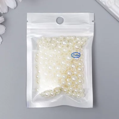 Бусины для творчества пластик "Круглые. Сливки" d=3-8 мм, набор 10 гр 7459608