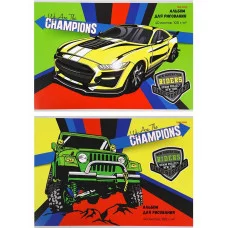 Альбом для рисования А4 40л ТАЧКИ ЧЕМПИОНОВ МИКС скреп мелов обл офс 40-0007