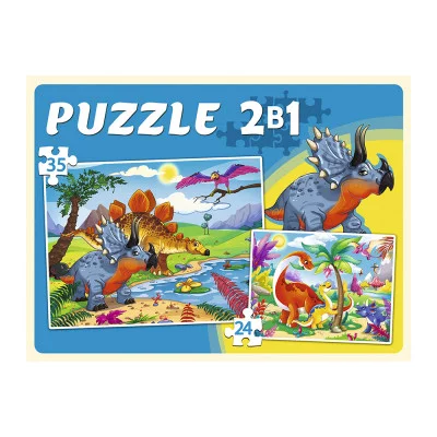 13. МАКСИ-ПАЗЛЫ 2 в 1. МИР ДИНОЗАВРОВ (24 и 35 эл.) (Арт. П-5413)