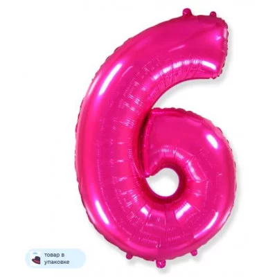 Шар (40\'\'/102 см) Цифра, 6, Фуше, 1 шт. в уп. B901766F