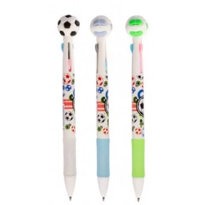 Ручка шариковая Alingar "Мяч", 0,7 мм, 3-х цветная (син., черн., красн.), автоматическая, резиновый грип, пластикоый цветной корпус AL8779